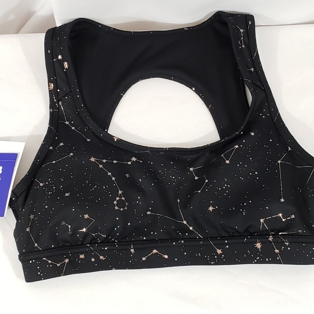 Joy Lab Sports Bra Black with Constellation Size L